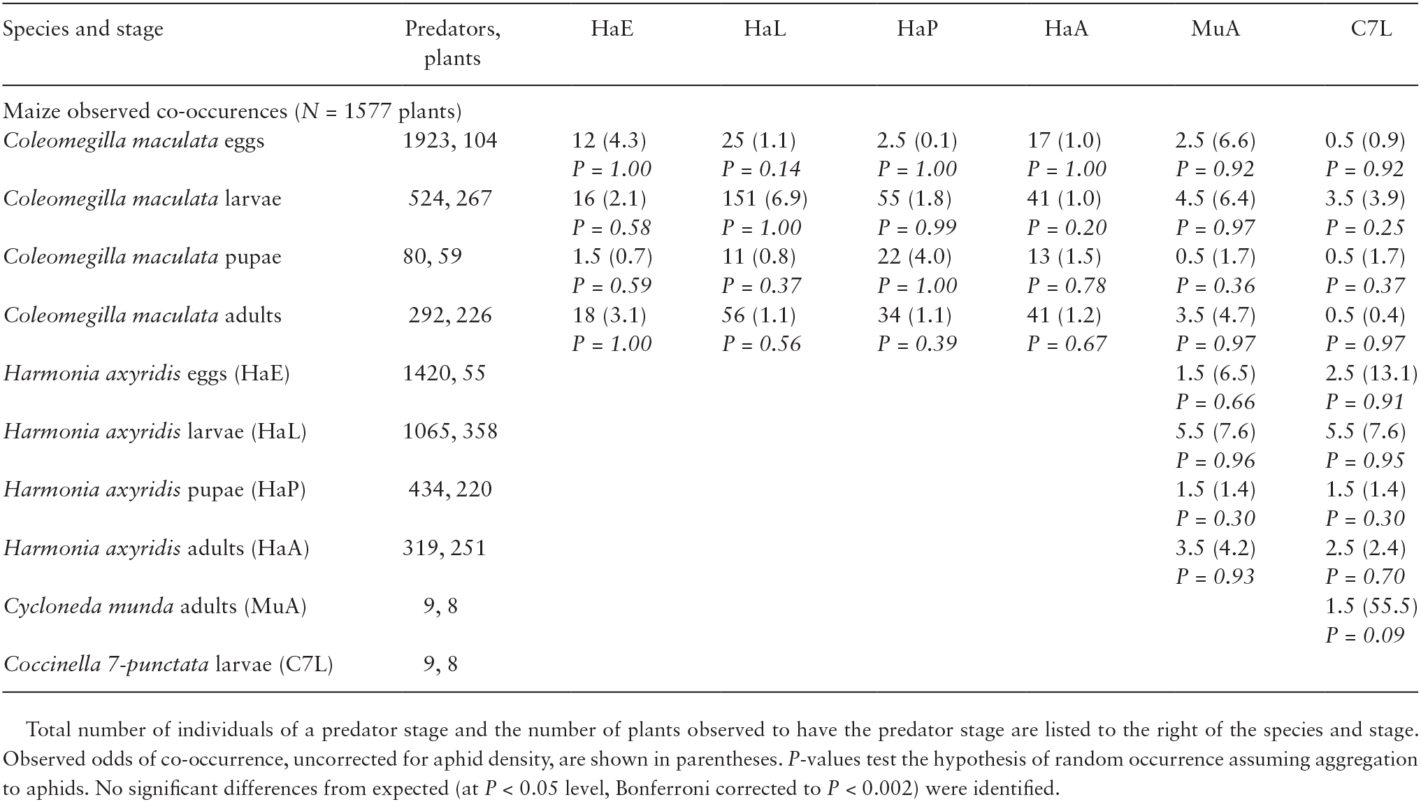 Co Occurrence Among Intraguild Predators Avoidance Or Aggregation