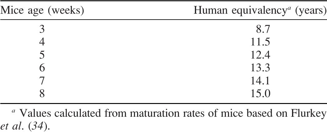 Calculate mouse age in human years (equivalence)
