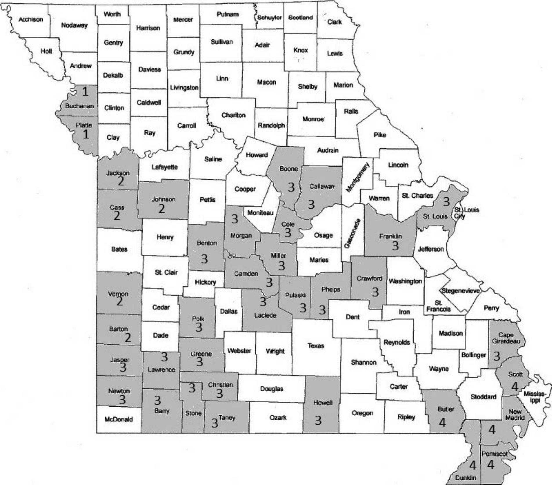 MOSQUITO OCCURRENCE IN 36 COUNTIES OF SOUTHERN AND WESTERN MISSOURI