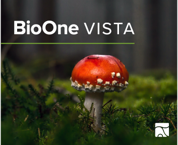 BioOne VISTA. An Amanita muscaria mushroom growing in green moss.